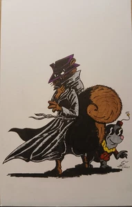 SECRET SQUIRREL AND MOROCCO MOLE HANNA BARBERA 7X11 ORIGINAL ART DRAWING... - Picture 1 of 2