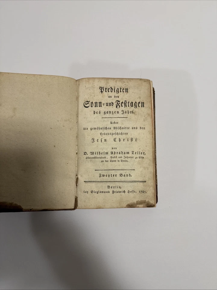 Antique Vintage German Sermons Book, 1785 Siegismund Fredrick Hesse , RARE HTF Foto 1 de 4