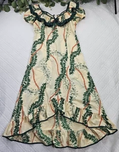 Maxi Vestido Hawaiano Janem Floral De Colección Hombro Descubierto Talla 14 M/L - Imagen 1 de 11