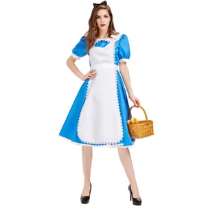 Alice In Wonderland Halloween Womens Blue White Dress AU Express M-XXL PLUS - Picture 1 of 8