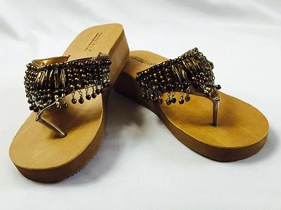 New Monroe and Main "Jalisa" Beaded Thong Sandal Size 7 - Image 1 of 4