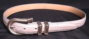 Vintage 90's Brighton Gray Leather Moc Croc Embossed Belt W/ Buckle sz. Med / 30 - Picture 1 of 6