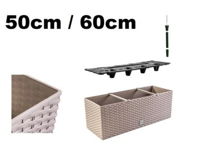 Planter Long Rectangular Pot Flower Balcony Plant Window Garden Outdoor Mocha - Image 1 of 4