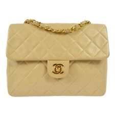 Chanel Beige Lambskin Classic Square Flap Shoulder Bag 20 59826