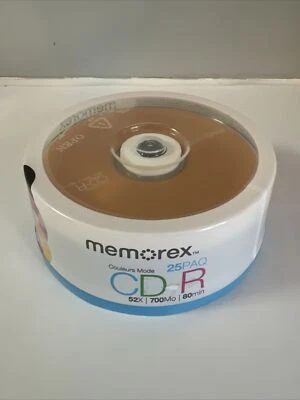 Memorex Cool Colors 25pk CD-R 80 min 52x 700 MB - Brand New / Sealed Spindle - Image 1 of 2