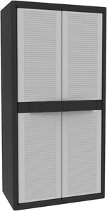 2-Door Tall Storage Cabinet with Inner Shelves, Jumbo Plastic Cabinet, Grey - Picture 1 of 6