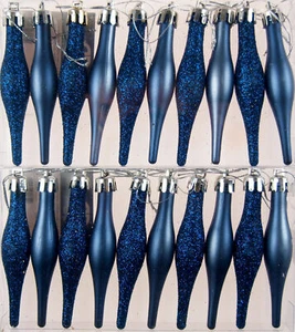 Christmas Tree Tear Drop Droplet Baubles Decorations - Navy Blue (Set of 20) - Picture 1 of 1