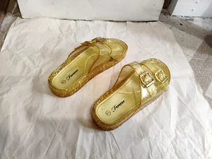 Vintage Jelly Shoes Sandals Forever Mod Straps Womens 7 Buckle Retro Hippie MCM - Picture 1 of 17