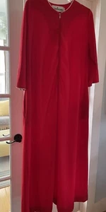 DAVID BROWN California Night Gown M Brushed Cotton Maxi Kaftan Zip Front Red USA - Picture 1 of 8