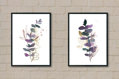 Impresiones botánicas de hojas púrpuras, arte mural de vegetación, arte mural botánico, decoración del hogar Foto 1 de 4