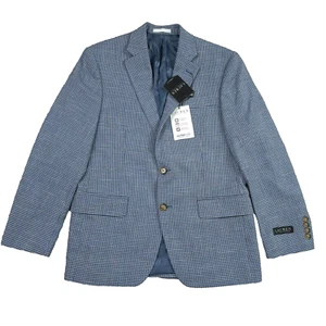 LAUREN RALPH LAUREN Men's Classic-Fit UltraFlex Stretch Grey Blue Check Coat 38S - Picture 1 of 13