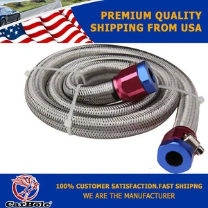 1526 Braided Steel Fuel Line Kit - 3/8" 3ft Universal w/ Anodized Clamp Covers - Picture 1 of 12