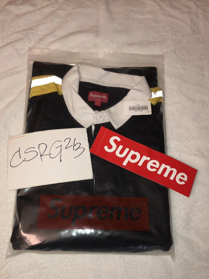 Supreme Reflective Sleeve Stripe Rugby Sz Large L/S Brand New - Image 1 of 3