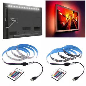 USB LED Strip Light 5V 5050 RGB Bar TV Back Lighting Kitchen 24key Remote Light - Picture 1 of 14
