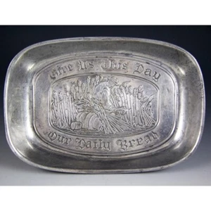 Duratale by Leonard Silver Mfg Company Tray "Give Us This Day..." AS IS - Picture 1 of 3