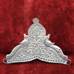 Corona Mayoor Bhujagaari en plata pura para templo Mukut para dios hindú OmPooja - Imagen 1 de 2