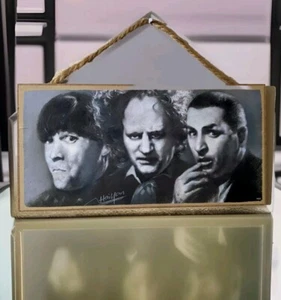3 Stooges Wall Plaque Sign Decor Pressed Wood 5x10" Man Cave USA Made - Picture 1 of 5