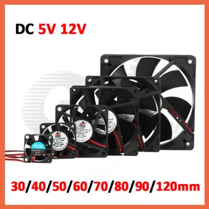 DC 5V 12V PC Computer FAN Lüfter Gehäuselüfter Leiser 30 40 50 60 80 90 120 mm - Bild 1 von 17