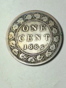 X Raro Antiguo Original 1886 Reina Victoria Grande Canadá Moneda de Un Centavo - Imagen 1 de 2