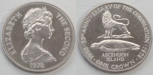 Ascension Iceland 1 Crown Sondermuenze 1978 Coronation Turtle Km#1 uncirculated - Picture 1 of 1