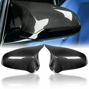 2x Carbon Fiber Look Style Side Mirror Cover Caps For BMW M3 F80 M4 F82 2015-18 - Picture 1 of 10