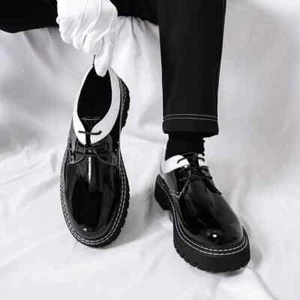 Zapatos con cordones de charol para hombre punta redonda Oxford mocasines zapatos de boda 38-46 - Imagen 1 de 25