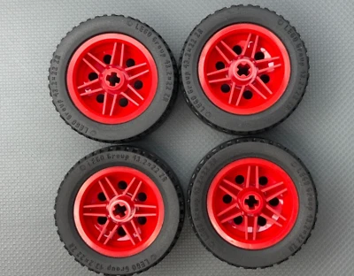 LEGO Ruedas Rojas 30.4mm x 20mm Negro 43.2 x 22 ZR Neumáticos (x4) Foto 1 de 4