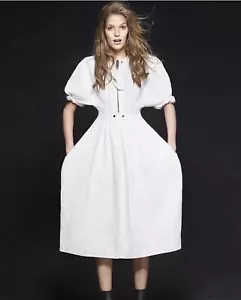 Celine weiß Leinen Korsett Kleid Bustier geschwollene Ärmel 36 Phoebe Philo Sommer 16 - Bild 1 von 24