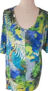 Top Onque Informals Damas Talla XL Azul Verde Tejido Adornado Hombro Frío 3184 - Imagen 1 de 5