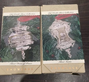 Hallmark 1993 Silver Santa Old-World & Silver Dove Of Peace Ornaments  - Picture 1 of 4