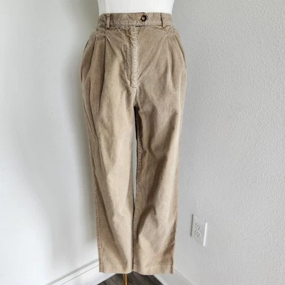 Vintage 90s Tan Corduroy High Rise Pleated Trousers Academia Mom Pant Talbots 10 - Image 1 of 4