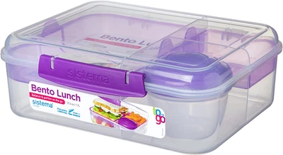 Bento Box to GO | Brotdose mit Joghurt-/Obsttopf | 1,65 l | BPA-frei | sortiert - Bild 1 von 4