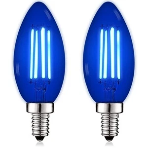Luxrite E12 LED Filament Blue Light Bulb, 4.5W=40W, UL, E12 Base 2 Pack - Picture 1 of 7