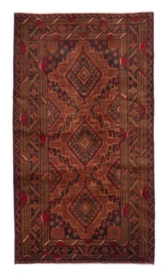 Alfombra geométrica vintage de lana tradicional anudada a mano de 3'9" x 6'9" Foto 1 de 4