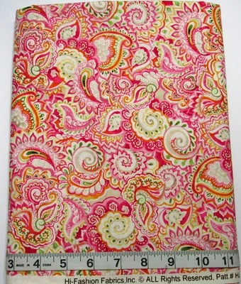 Pinks/Yellows Paisley #C3402 BTY Hi-Fashion Cotton Sew Quilt Craft Fabric - Image 1 of 4