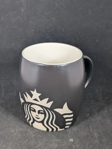 Starbucks Coffee 2011 Barrel Mug Black and White Etched Mermaid Siren Logo 14 Oz - Picture 1 of 5