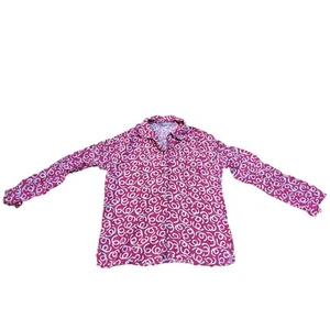 Vtg Esprit Sz S Pink Retro White Swirl 80s Pattern Button Up Down Blouse - Picture 1 of 11