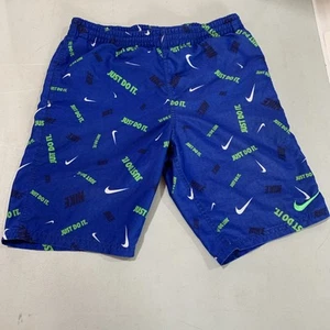 Nike blue logo print Just Do It boys swim trunks size Large Pool Beach Lake - Picture 1 of 8