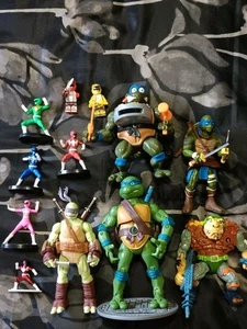 TMNT Leonardo Pizza Tossin & Mighty Morphin Power Rangers Action Figures Lot - Picture 1 of 13