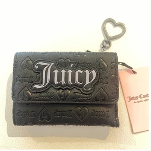 Juicy Couture Upgrade U doppelseitige dreifach faltbare Geldbörse Tasche schwarz mit Schlüsselanhänger - Bild 1 von 5