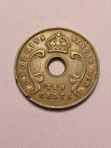 1950 BRITISCH OSTAFRIKA 10 CENT WELTMÜNZE KM34 FEINE DETAILS 8M GEPRÄGT KOSTENLOSER VERSAND - Bild 1 von 2