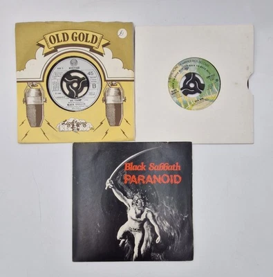 Black Sabbath Paranoid Iron Man Mob Rules Snowblind 7" Vinyl Record Bundle x3 - Image 1 of 4