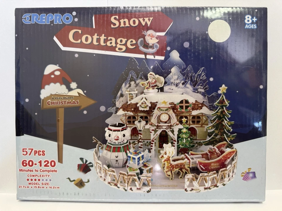 Rompecabezas de cabaña de nieve 3D - Decoración de vacaciones de Navidad hágalo usted mismo regalo para niños y adultos Foto 1 de 2