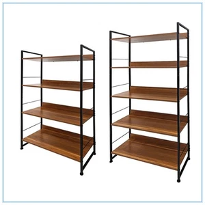 Foret Bookshelf Display Shelf Metal Storage Industrial 4/5 Tier Rack Shelf - Picture 1 of 13