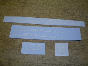 Schwinn Approved Stingray Bicycle Complete White Decal Set - Picture 1 of 1