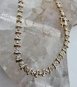 14k .585 Yellow Gold Tennis .25 ctw Diamond Bracelet Sz 7.5" Au 24238 - Picture 1 of 8