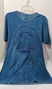 Levi Strauss Mens Medium Tshirt Vintage Wash Blue Copper Riveted Original Logo - Picture 1 of 7