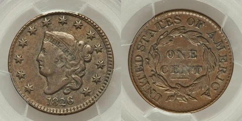 Beautiful 1826 Matron Head Liberty Head Large Cent PCGS Graded VF35 NR Cover