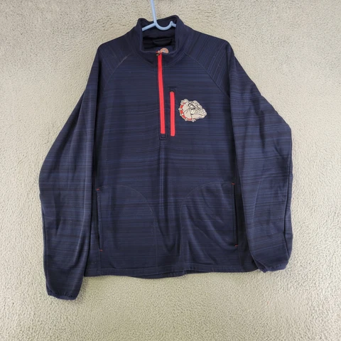 Gonzaga Bulldogs Sweater Mens L Large Blue Pullover Sweatshirt 1/4 Zip Mock Neck Cover