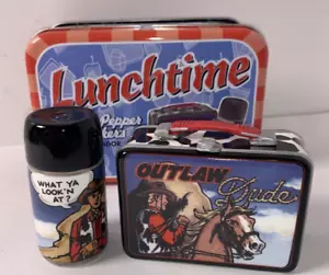 OUTLAW DUDE LUNCHTIME SALT & PEPPER SHAKERS BY VANDOR - Picture 1 of 12
